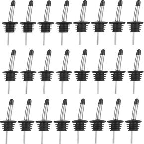 WAFJAMF 24 Pcs Stainless Steel Liquor Pour Spouts Set, Liquor Bottle Pourers with Rubber Dust Caps for Pours Liquid, Olive Oil, Wine, Vinegar (Gold-24 Pack)