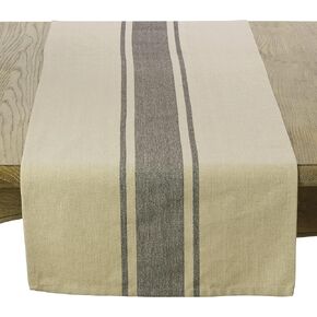 SARO LIFESTYLE 3011.N1672B Classic Banded Stripe Pattern Cotton Table Runner,Natural,16" X 72"