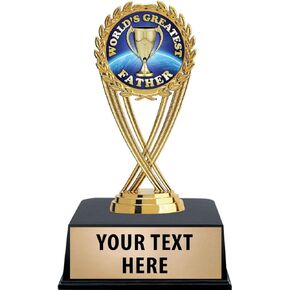 Crown Awards Fathers Day Trophies with Custom Engraving, 6" Personalized Fathers Day Trophy On Black Base Prime