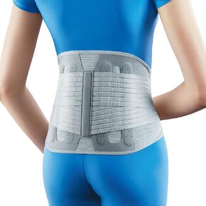 OPPO 2366 Lumbar Support High Back Brace with Flexible Stays - for Men And Women Lower Back Pain, Sciatica, Scoliosis, Herniated Disc (Gray, Medium)