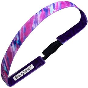 Sweaty Bands Womens Girls Headband for an Active Busy Lifestyle - Non-Slip Velvet-Lined Performance Athletic Hairband - Lean in Purple Pink 5/8-Inch