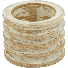 Wood Ribbed Napkin Rings (Set of 4)