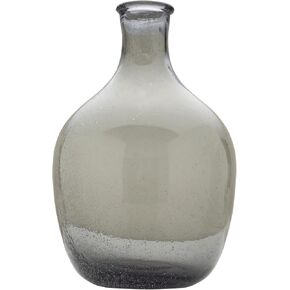 Elements Gray Bubble Glass Vase, Use to Display Faux or Dried Flowers, 7.48x7.48x11.42 Inch