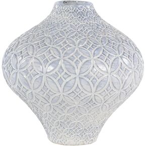 CosmoLiving by Cosmopolitan Porcelain Ceramic Decorative Vase Floral Centerpiece Vase, Flower Vase for Home Decoration 8" x 8" x 18", White