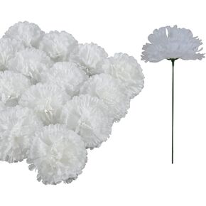 Silk Carnation Flower, 50 Artificial Flowers, Used for Wedding Decoration DIY Handmade Flowers, Carnation Flower Diameter 3.5 Inches and 6 Inches Stem (Red)