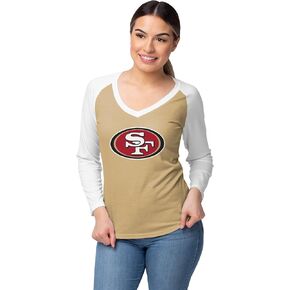 FOCO Womens NFL Team Logo Ladies Fashion Raglan Top Shirt