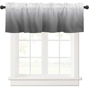 Grey White Valance for Windows Ombre Curtains Valances Modern Gradual Color Curtains Rod Pocket Window Treatment for Kitchen Living Room Bedroom Bathroom Home Decor 1 Panel 60x18 Inch