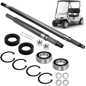 Golf Cart Rear Axle Shaft with Bearing Seal Kit for 1994-2013 EZGO TXT/Medalist Electric Models, Replace #20377-G11#20377-G12 Driver Side+Passenger Side (16 3/4" + 23 7/8" Length) Axle Shaft