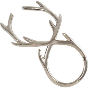 SARO LIFESTYLE Collection Antler Napkin Rings (Set of 4), Diameter: 1.5", 4.5"L x 2.25"W, Silver, NR631.S