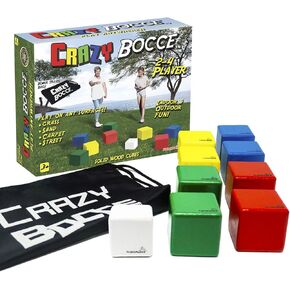 Crazy Bocce Ball Set - Indoor and Outdoor Family Fun for Everyone - A Game for All Ages – Living Room, Park, Backyard, Beach, Lawn Games, Party Games – 8 Cubes, Pallino & Carry Bag