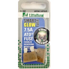 Littelfuse 0ATO07.5VPGLO ATO SmartGlow 12 Volt DC 7.5 Amp Fuse, (Pack of 2)