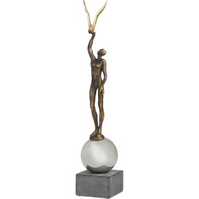 Deco 79 Aluminum Metal Abstract Decorative Sculpture Textured Leaf Home Decor Statue with Black Marble Base, Accent Figurine 11" x 4" x 36", Gold