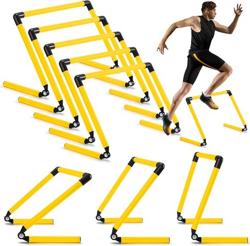 8 Pcs Adjustable Speed Training Hurdles 6" 9" 12" Speed Hurdles Agility Hurdles Jumping Speed Training Fitness Equipment Plyometric Hurdle for Athletes Soccer Basketball Track Field in Saudi Arabia