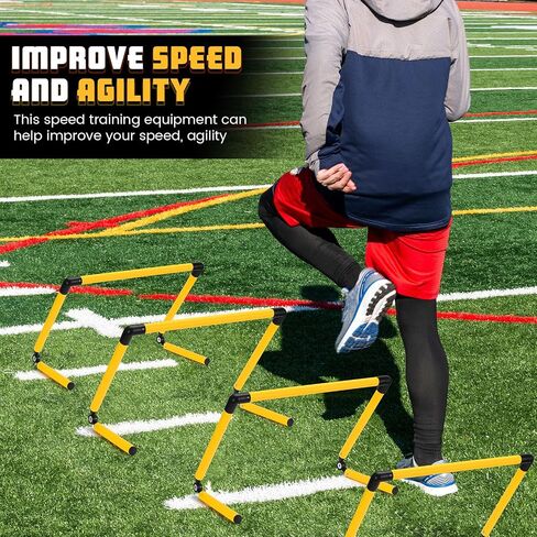 8 Pcs Adjustable Speed Training Hurdles 6" 9" 12" Speed Hurdles Agility Hurdles Jumping Speed Training Fitness Equipment Plyometric Hurdle for Athletes Soccer Basketball Track Field in Saudi Arabia