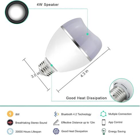 LED سمّاعات بلوتوث ضوء لمبة صوت ستيريو لاسلكي مع 24 مفاتيح التحكم عن بعد e26 RGB 9W ضوء لمبة المتكلم in Saudi Arabia