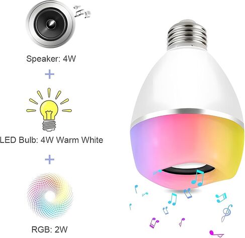 LED سمّاعات بلوتوث ضوء لمبة صوت ستيريو لاسلكي مع 24 مفاتيح التحكم عن بعد e26 RGB 9W ضوء لمبة المتكلم in Saudi Arabia