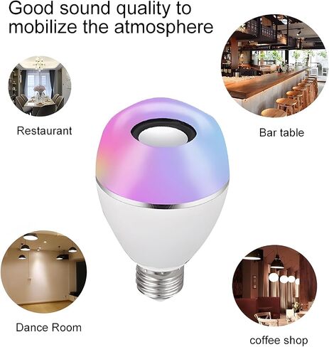 LED سمّاعات بلوتوث ضوء لمبة صوت ستيريو لاسلكي مع 24 مفاتيح التحكم عن بعد e26 RGB 9W ضوء لمبة المتكلم in Saudi Arabia