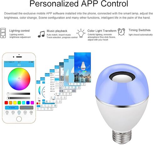 LED سمّاعات بلوتوث ضوء لمبة صوت ستيريو لاسلكي مع 24 مفاتيح التحكم عن بعد e26 RGB 9W ضوء لمبة المتكلم in Saudi Arabia