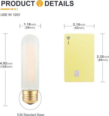T10 LED Frosted Bulb- Dimmable E26 LED Tube Bulbs 40W Equivalent- 2700K Soft Warm- 4W Vintage Tubular Edison Light Bulbs for Chandelier, Cabinet, Desk/Piano Lamp, Mason Jars, Bathroom Vanity- 3 Count in Saudi Arabia