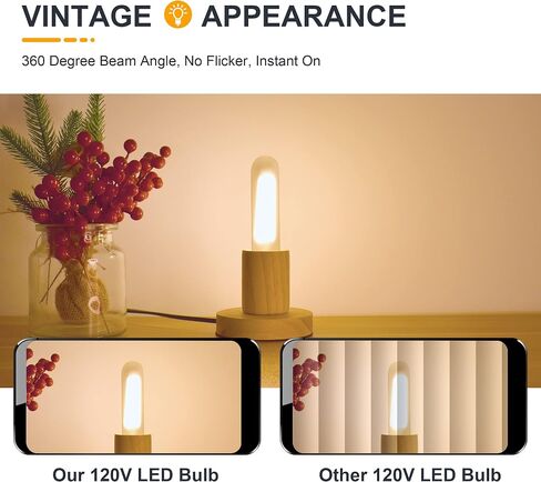 T10 LED Frosted Bulb- Dimmable E26 LED Tube Bulbs 40W Equivalent- 2700K Soft Warm- 4W Vintage Tubular Edison Light Bulbs for Chandelier, Cabinet, Desk/Piano Lamp, Mason Jars, Bathroom Vanity- 3 Count in Saudi Arabia