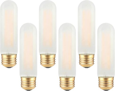 T10 LED Frosted Bulb- Dimmable E26 LED Tube Bulbs 40W Equivalent- 2700K Soft Warm- 4W Vintage Tubular Edison Light Bulbs for Chandelier, Cabinet, Desk/Piano Lamp, Mason Jars, Bathroom Vanity- 3 Count in Saudi Arabia