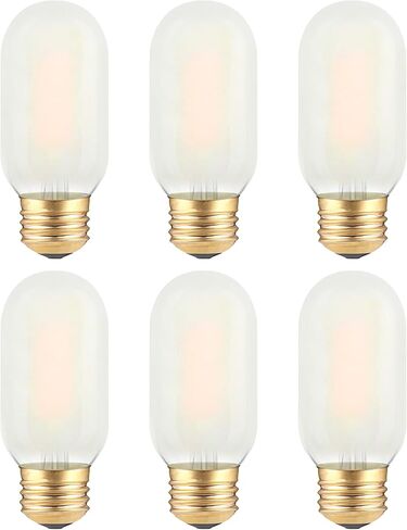 T10 LED Frosted Bulb- Dimmable E26 LED Tube Bulbs 40W Equivalent- 2700K Soft Warm- 4W Vintage Tubular Edison Light Bulbs for Chandelier, Cabinet, Desk/Piano Lamp, Mason Jars, Bathroom Vanity- 3 Count in Saudi Arabia