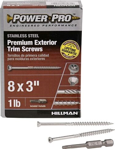 48642 Trim Screws, #8 x 3", Premium Outdoor Trim Screws, Rust Resistant, Stainless Steel, 1lb Box, 103 pcs in Saudi Arabia