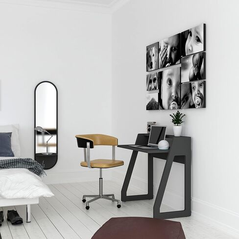 Wall Mounted Full Length Mirror with Arched Design - Decorative Wall Mirror Full Length with Painted Wooden Frame and Display Shelf in Saudi Arabia