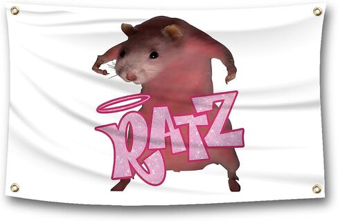 JGQ RATZs الفأر الوردي أعلام مضحكة نسيج ملصق ديكور الكلية عنبر المنزل غرفة النوم في الهواء الطلق العلم (3 أقدام × 5 أقدام) in Kuwait