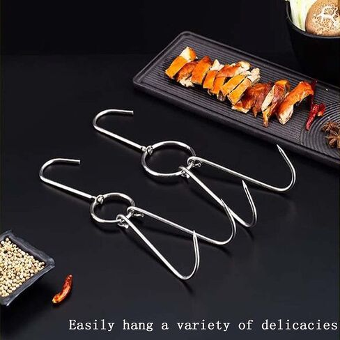 3 PCS Double Meat Hooks Roast Duck Bacon Hams Shop Hook BBQ Grill Drying Hanger Cooking Tools Accessories for Peking Duck (Silver) in Saudi Arabia