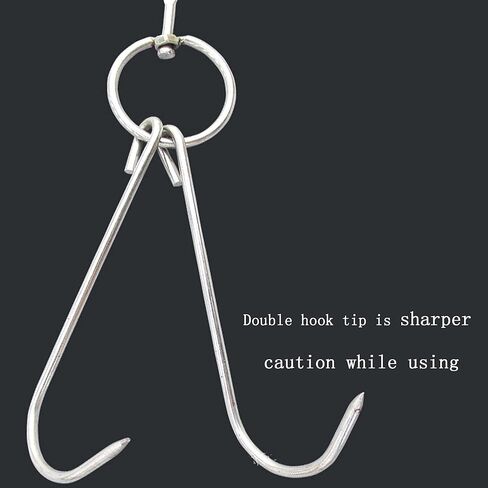 3 قطع من خطافات اللحوم المزدوجة والبط المشوي ولحم الخنزير المقدد ولحم الخنزير المقدد وخطاف الشواء والشواء والتجفيف وشماعات أدوات الطبخ وإكسسوارات لبط بكين (فضي) in Kuwait