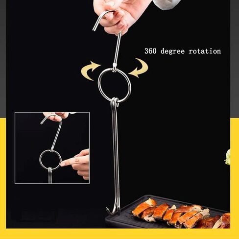 3 PCS Double Meat Hooks Roast Duck Bacon Hams Shop Hook BBQ Grill Drying Hanger Cooking Tools Accessories for Peking Duck (Silver) in Saudi Arabia