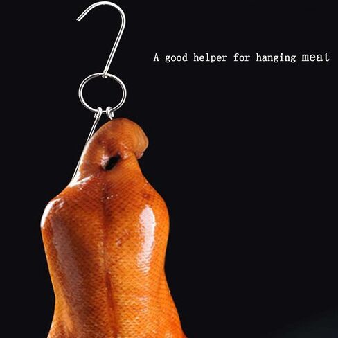 3 قطع من خطافات اللحوم المزدوجة والبط المشوي ولحم الخنزير المقدد ولحم الخنزير المقدد وخطاف الشواء والشواء والتجفيف وشماعات أدوات الطبخ وإكسسوارات لبط بكين (فضي) in Kuwait