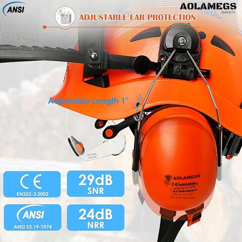 Chainsaw Helmet with Face Shield and Ear Muffs and Inner Visor Kit -OSHA Approved Arborist Helmet,Vented Forestry Safety Logging Helmet Full Face Shield and Hearing and Eye Protector in Saudi Arabia