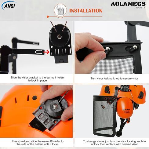 Chainsaw Helmet with Face Shield and Ear Muffs and Inner Visor Kit -OSHA Approved Arborist Helmet,Vented Forestry Safety Logging Helmet Full Face Shield and Hearing and Eye Protector in Saudi Arabia