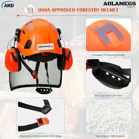 Chainsaw Helmet with Face Shield and Ear Muffs and Inner Visor Kit -OSHA Approved Arborist Helmet,Vented Forestry Safety Logging Helmet Full Face Shield and Hearing and Eye Protector in Saudi Arabia