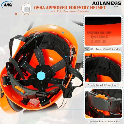 Chainsaw Helmet with Face Shield and Ear Muffs and Inner Visor Kit -OSHA Approved Arborist Helmet,Vented Forestry Safety Logging Helmet Full Face Shield and Hearing and Eye Protector in Saudi Arabia