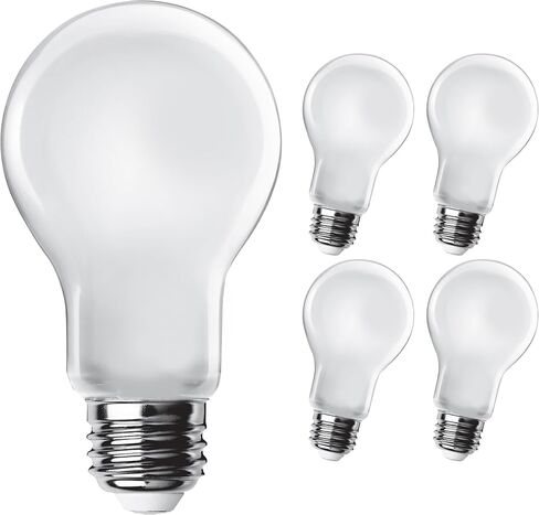 لمبة إضاءة LED A19 كهربائية من Feit، ما يعادل 60 وات، قابلة للتعتيم، 800 لومن، قاعدة E26 متوسطة، ضوء نهاري 5000 كلفن، 90 CRI، مصابيح إضاءة زجاجية قياسية 8.8 وات، عمر 13 عامًا، A1960/950CA/FIL/4، 4 عبوات in Saudi Arabia