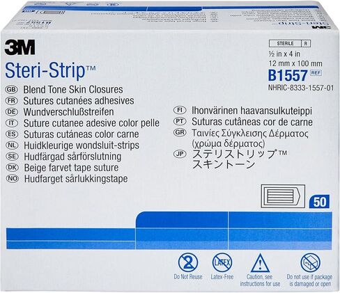 3M Steri-Strip Blend Skin Closures (غير معززة) - 1/2 بوصة × 4 بوصة - 6 أشرطة مغلف - - صندوق مكون من 50 قطعة in Saudi Arabia