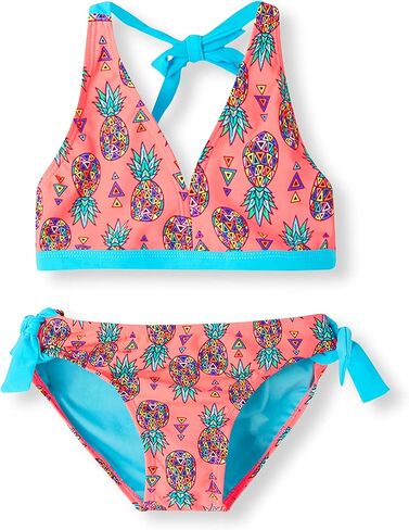 Girls Bikini Swimsuit Cute Gradient Strips Halter Two Piece Bathing Suits in Saudi Arabia