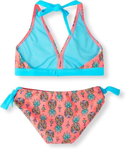 Girls Bikini Swimsuit Cute Gradient Strips Halter Two Piece Bathing Suits in Saudi Arabia