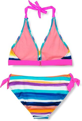 Girls Bikini Swimsuit Cute Gradient Strips Halter Two Piece Bathing Suits in Saudi Arabia