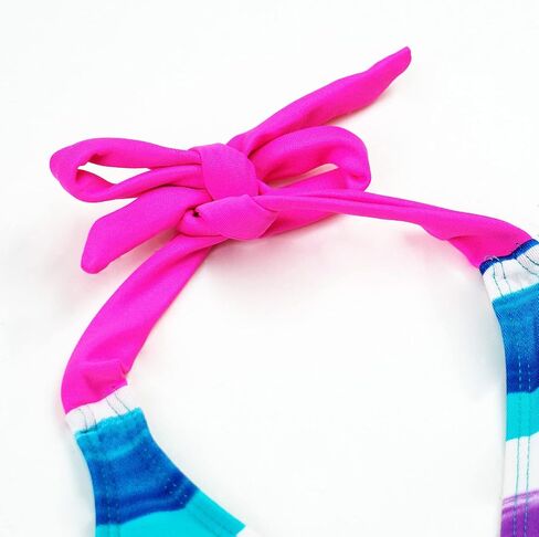 Girls Bikini Swimsuit Cute Gradient Strips Halter Two Piece Bathing Suits in Saudi Arabia