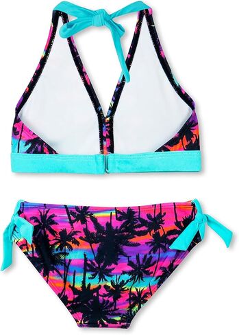 Girls Bikini Swimsuit Cute Gradient Strips Halter Two Piece Bathing Suits in Saudi Arabia