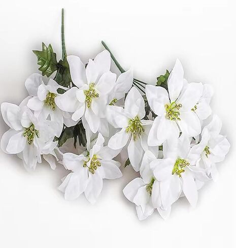 LILOCOO2PCS Artificial Poinsettia Bushes Christmas Artificial Flowers Silk Artificial Christmas Flower White Poinsettia Flower for Home Decor Indoor Outdoor Table Centerpieces Christmas Tree Ornament… in Saudi Arabia
