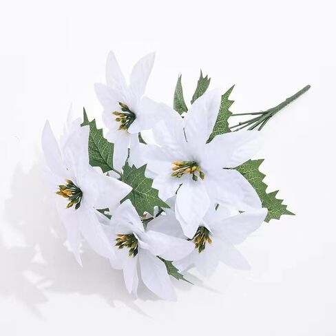 LILOCOO2PCS Artificial Poinsettia Bushes Christmas Artificial Flowers Silk Artificial Christmas Flower White Poinsettia Flower for Home Decor Indoor Outdoor Table Centerpieces Christmas Tree Ornament… in Saudi Arabia