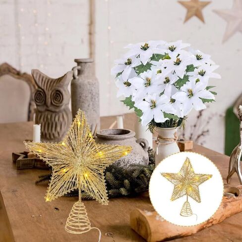 LILOCOO2PCS Artificial Poinsettia Bushes Christmas Artificial Flowers Silk Artificial Christmas Flower White Poinsettia Flower for Home Decor Indoor Outdoor Table Centerpieces Christmas Tree Ornament… in Saudi Arabia