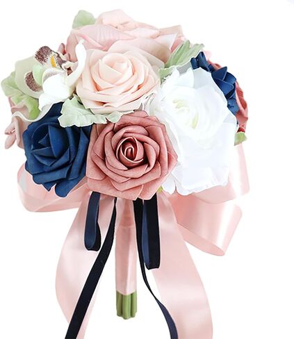 Emivery Burgundy Wedding Bouquets, Artificial Flowers Bridesmaid Bouquet Rustic Wedding Flowers Bridal Tossing Bouquet for Wedding Ceremony and Anniversary Bridal Shower in Saudi Arabia