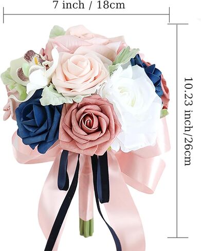 Emivery Burgundy Wedding Bouquets, Artificial Flowers Bridesmaid Bouquet Rustic Wedding Flowers Bridal Tossing Bouquet for Wedding Ceremony and Anniversary Bridal Shower in Saudi Arabia