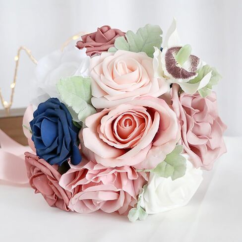 Emivery Burgundy Wedding Bouquets, Artificial Flowers Bridesmaid Bouquet Rustic Wedding Flowers Bridal Tossing Bouquet for Wedding Ceremony and Anniversary Bridal Shower in Saudi Arabia